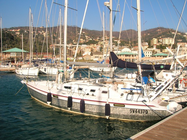 Shaula moored in Varazze Marina